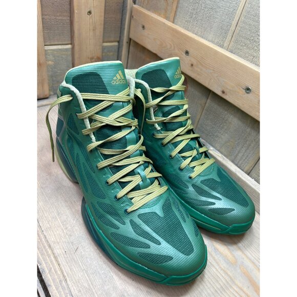 Adidas Mens Size 12 Sprint Web Adizero Green NO INSOLES - Rare Basketball Shoes - Picture 2 of 8